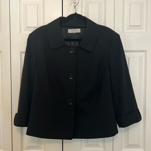 TAHARI Black Cropped Blazer, 3/4 Sleeve, Bow Detail on Buttons, Size 20W